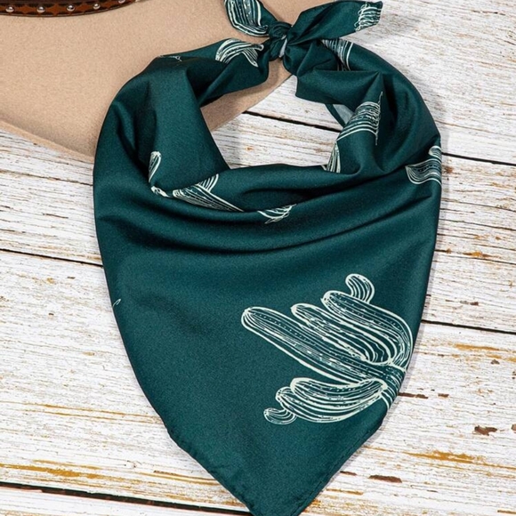 Cactus Print Green Scarf - Picture 2 of 2